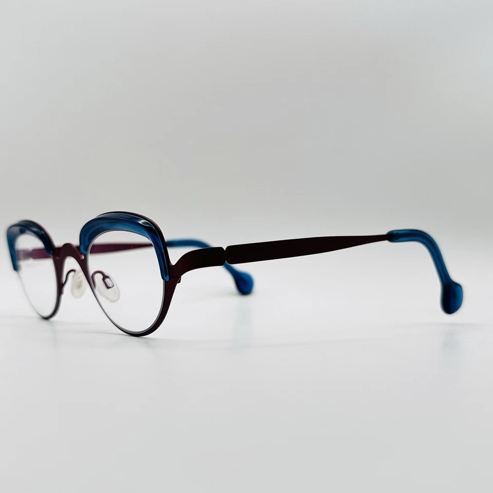 Theo Anteojos Mujeres Hombres Ovalados Redondos Rojo Azul Extravagante Ito 763 Bélgica NUEVO Foto 3 de 4