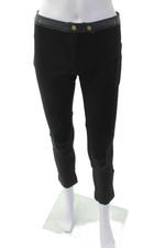 Tory Burch Womens Mid Rise Skinny Leg Dress Pants Black Cotton Size Extra Small