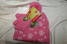 THE GRINCH GIRLS PINK BEANIE HAT AND GLOVES SET - 2 PIECES - NEW WITH TAGS