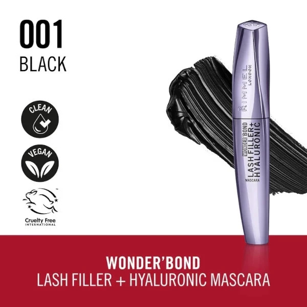 Rimmel Wonder'Bond Lash Filler+Hyaluronic Mascara 26ml (Various Shades) - Black - Image 3