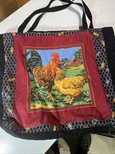 Borsa trapuntata country gallo e gallina e fienile fatta a mano 17x17 pollici country