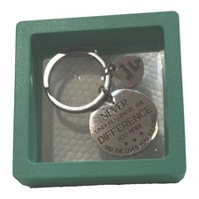 NIB SilverTone Keychain Never Underestimate The Difference You Made Heart Thanks