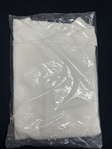 L.L. Bean Vintage Henley Thermal Shirt Cream White Waffle H455 Size XL USA Made - Picture 5 of 5