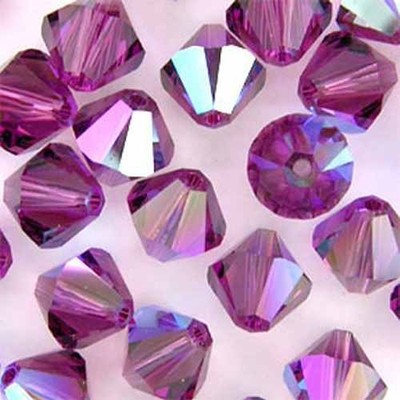 15 SWAROVSKI ZWEIKEGEL 8mm KRISTALL PERLEN AMETHYST AB SUPER ANGEBOT