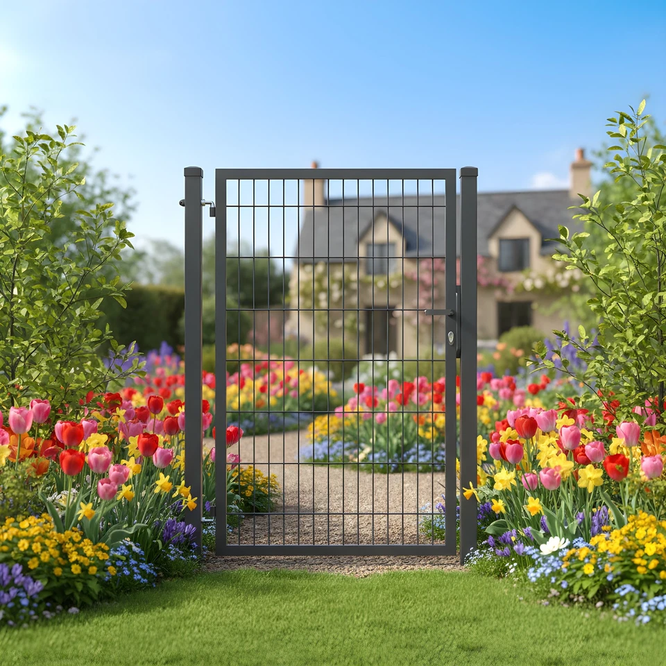 Cancello da giardino in metallo porta da giardino cancello per recinzione cancello singolo porta recinzione doppia asta GEWA - Immagine 2 di 4