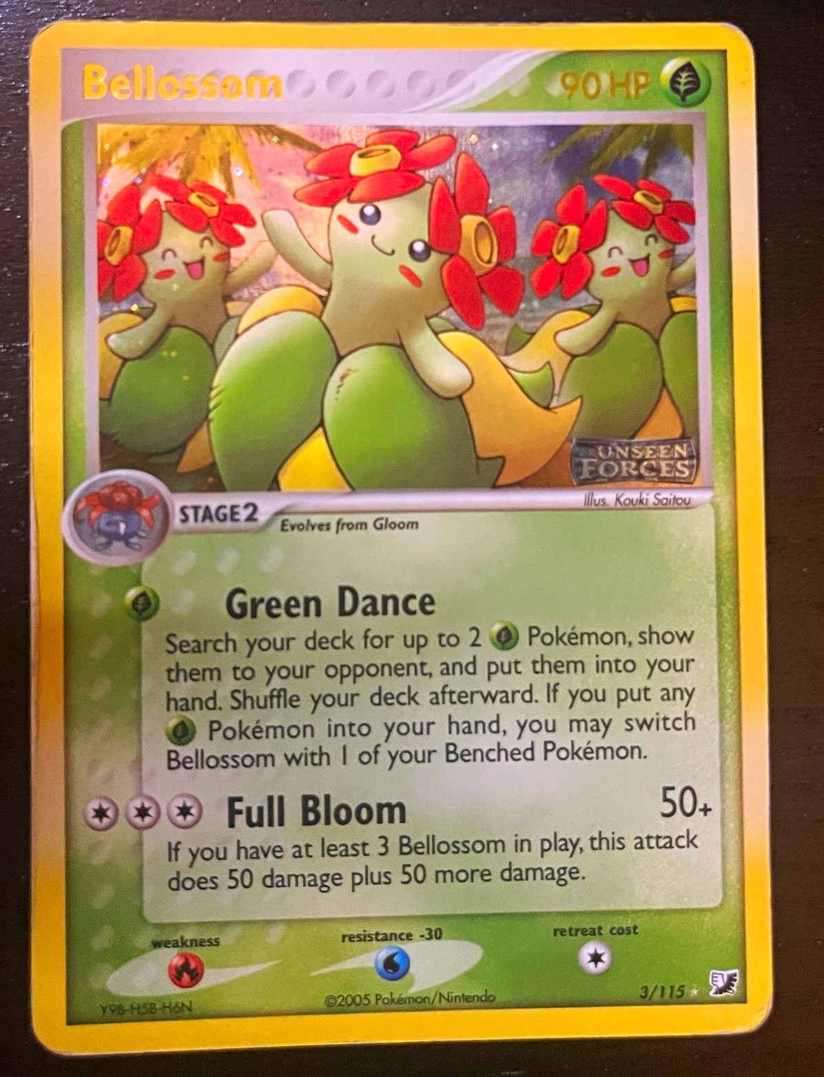 The Pokémon Company Bellossom 3/115 EX Unseen Forces Reverse Holo 90 HP EN 2005