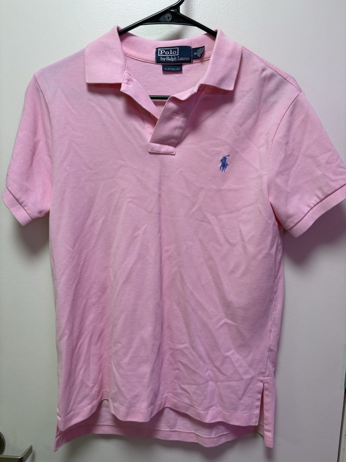Ralph Lauren Men's Pink Polo Shirt Custom Fit, Short Sleeve, Size Small