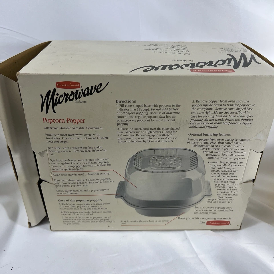 Palomitas de maíz vintage Rubbermaid microondas con mantequilla automática con caja Foto 4 de 4