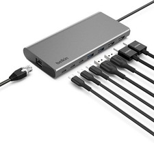 Belkin USB-C 8-in-1 Hub Dual Display 100W PD 10Gbps Ethernet   Silver