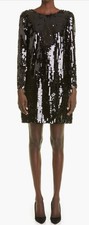 Carolina Herrera Paillette Black Long Sleeve Shift Dress Size 6