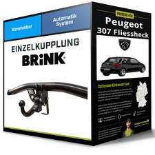 Abnehmbare Anhängerkupplung für PEUGEOT 307 Fliessheck 00-07 Typ 3A/C Brink NEU