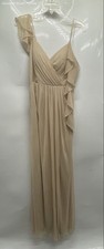Azazie Womens Tan Bodycross One-Shoulder Maxi Dress With A Twist Size A6 w/ Tags