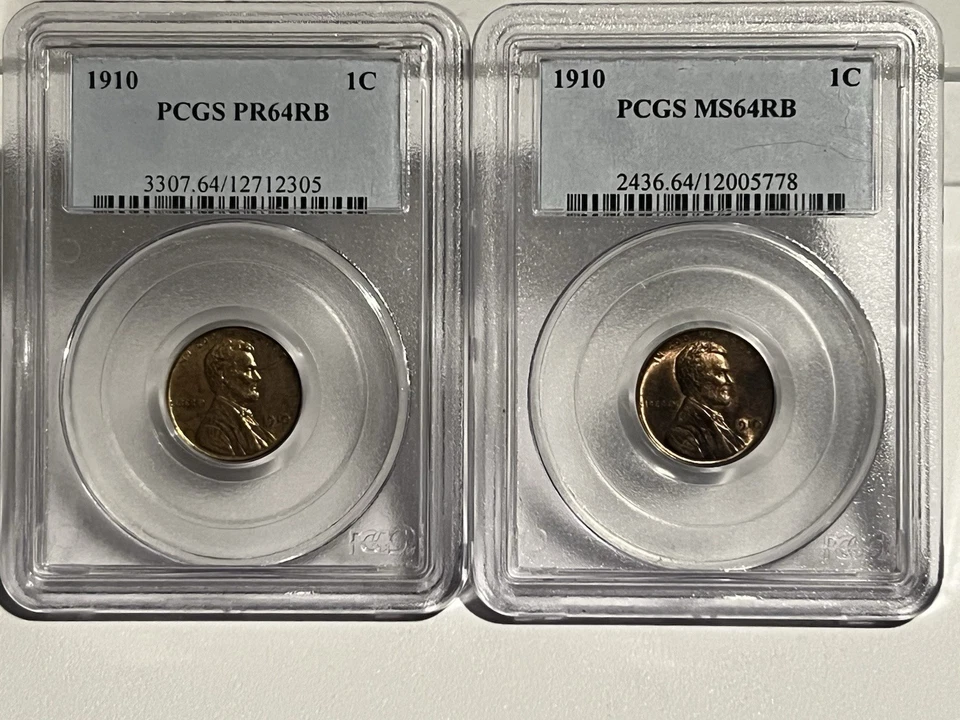 1910 Proof PR64 Lincoln Wheat Cent (rare) And 1910 Business Strike Set PCGS RB - Image 2 of 4