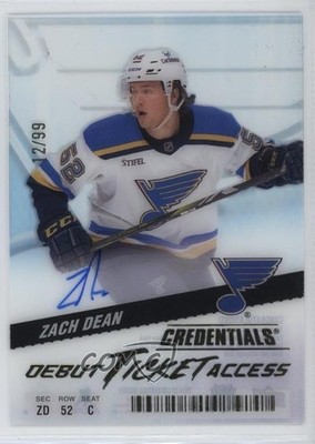 2024 Credentials Acetate Debut Ticket Access 12/99 Zach Dean Rookie Auto RC 1a8q