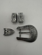 Vintage 4-Piece Navajo Sterling Silver Western Ranger Belt Buckle Set 64 grams