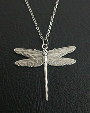Libelle Anhänger Edelstahl XXL 5 cm Silber Halskette Damen Kette Libellen Boho
