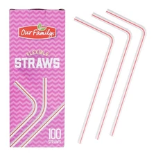 Flexible Bendy Straws 100ct, Bendable Straws, Hampton Distribution