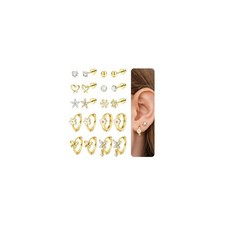 Hypoallergenic Screw Back Earrings for Girls Women - Surgical Steel 14K Gold ...