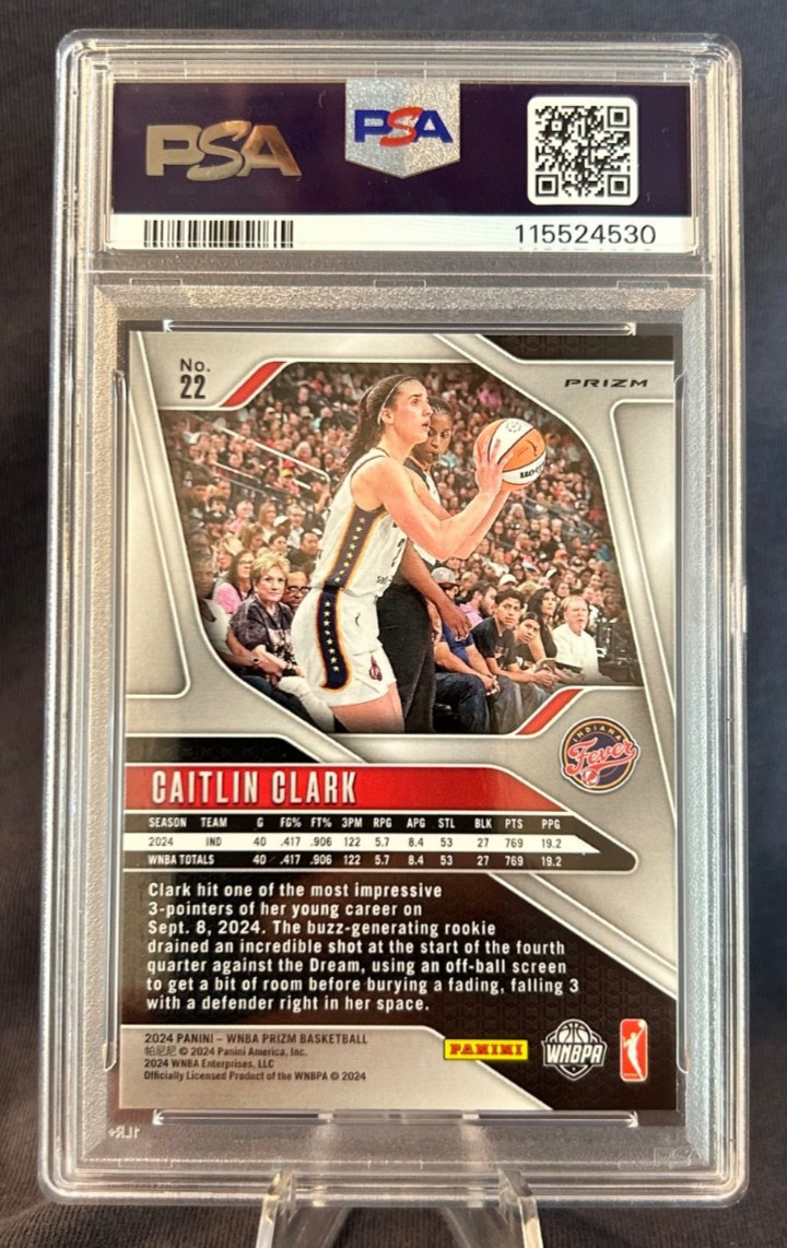 2024 Prizm WNBA Caitlin Clark Rookie Ice #22 PSA 10 Gem Mint view 2
