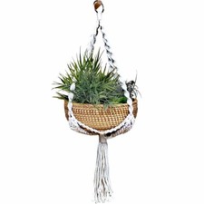 8.7" Woven Macrame Plant Hanger  Hanging Rattan Basket - Boho Decorative Wal...