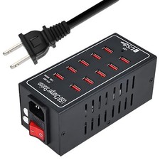60W 10-Ports Desktop USB Charger Charging Station for Smartphone Tablet Laptop