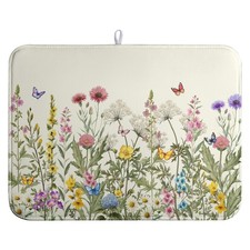 Spring Dish Drying Mat Summer Floral Flowers Kitchen Dish Drying Pad Absorben...