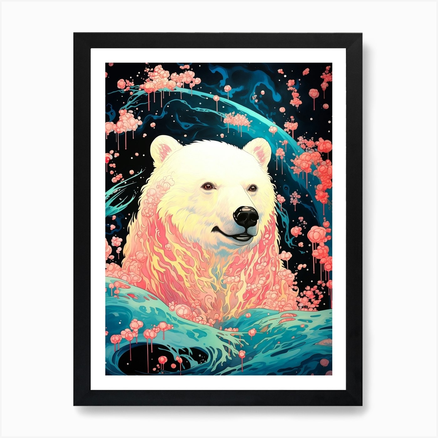 Polar Bear Framed Wall Art Canvas Print Wildlife Decor  