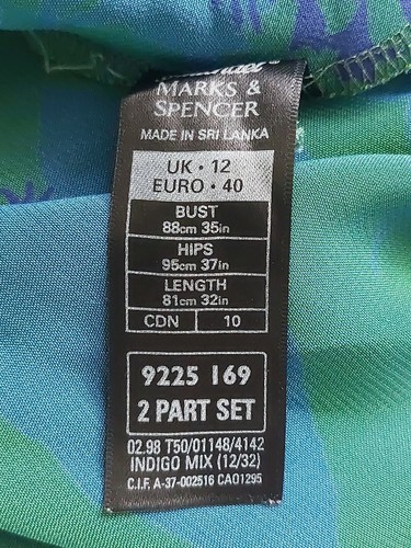 St Michaels M&S Womens Dress Sheer Green Blue Floral Midi Size Uk 12 Vintage - Picture 7 of 8
