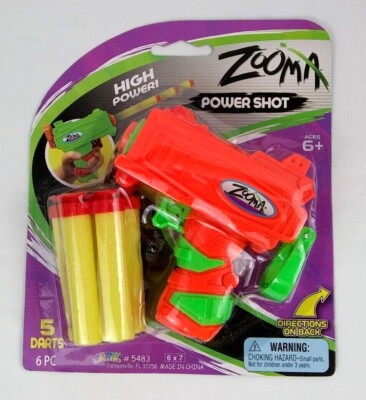 Ja-Ru Zooma High Power Shot Foam Dart Gun 5 Darts Blast Jaru 4'' L Orange Toy 6+ 