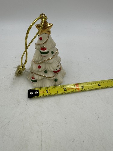 Small Lenox Procelain Christmas Tree Ornament with Gold Star and Tassle - Picture 3 of 7