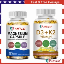Vitamin K2 MK7 D3 10000IU| Magnesium Glycinate Improved Sleep,Muscle,Bone Health