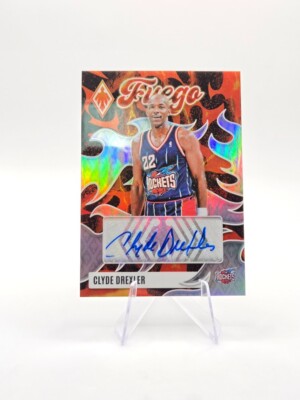 Clyde Drexler 2023-24 Panini Phoenix Fuego Auto SP /75 #FA-CDX Rockets
