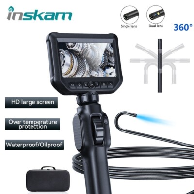 360° Steering Industrial Endoscope Camera 4.3'' IPS Screen For Car Engine Sewer