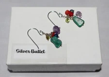 Silpada Sterling Silver Coral, Turquoise, Peridot & Amethyst Bead Earrings W1034