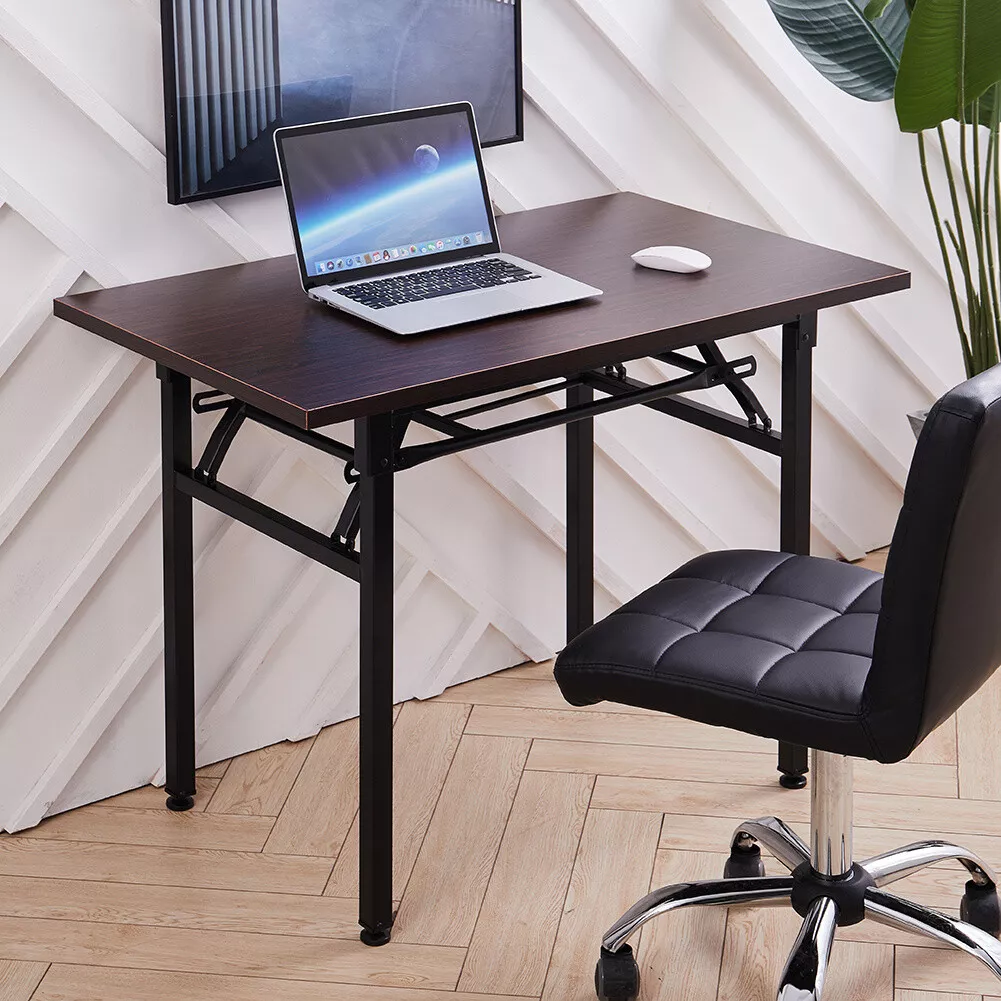 Square MarbleEffect Computer Desk Folding Laptop PC Table Home Office Study Desk