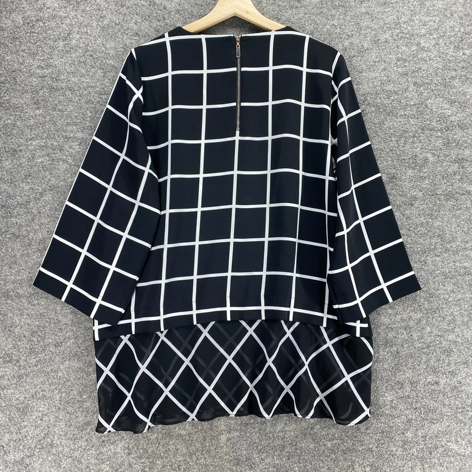 Blusa Alfani Mujer 12 Negra Cremallera a Cuadros Manga Larga Cuello Redondo Transpirable Foto 2 de 4