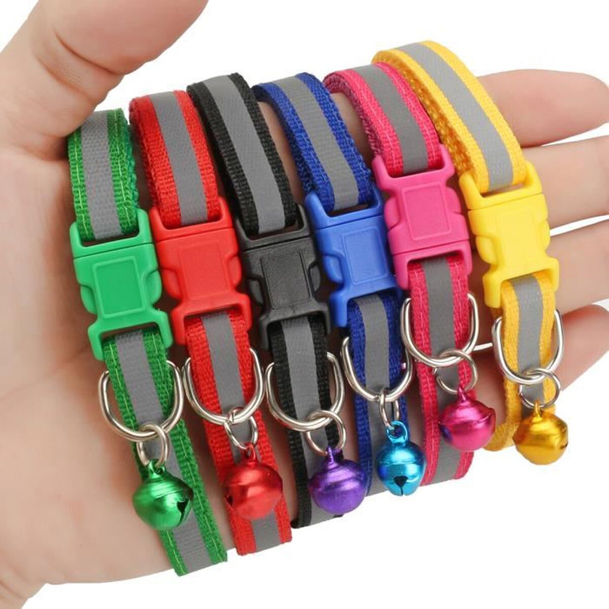 Collier chat chien nylon anti-perte avec clochette sonore et boucle rapide réglable