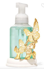 BATH  BODY WORKS CERAMIC GOLD BUTTERFLIES GENTLE FOAMING SOAP HOLDER NEW