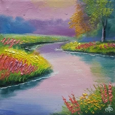 Original Oil Painting Hand Painted Summer Landscape Home Wall Art