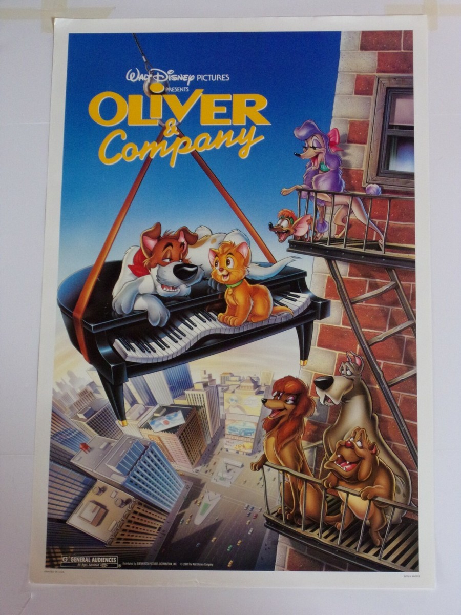 Disney OLIVER & COMPANY Original THEATER-USED Movie Poster 27x41