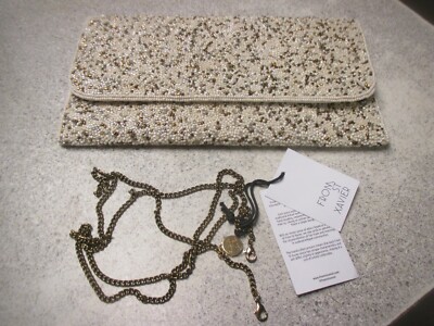 From St Xavier Ivory Snow Clutch  Purse beaded Shoulder bag