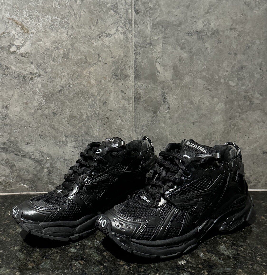 BALENCIAGA Men's 'Runner' Distressed Mesh & Nylon Sneakers Black