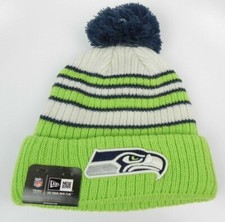 SEATTLE SEAHAWKS NFL FOOTBALL NEW ERA CUFFED POM KNIT BEANIE WINTER CAP HAT NWT 
