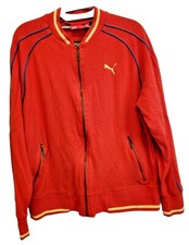 Puma Red Track Jacket Mens Size S Full Zip Embroidered Logo Vtg 90s Streetwear