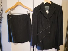 Authentic Versace Jeans Couture Black Suit Set Blazer Mini Skirt EUR24/38 US2/XS