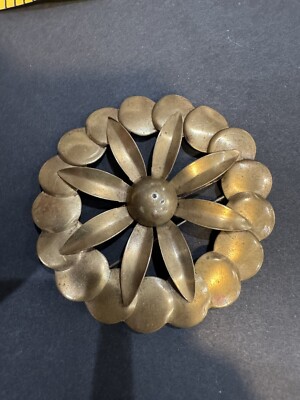 Vintage Signed Kirschbaum N.Y. Pat. Pend Brooch/Pin Bronze Color Flower Design