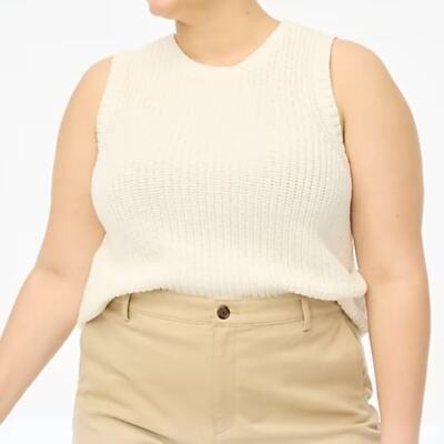J. Crew Factory Womens Sweater Vest Cotton Ivory Size Large