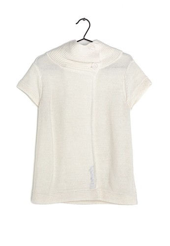 BENCH SOFT IVORY WHITE WOOL FUNNEL NECK SHORT SLEEVE KNITTED BLOUSE TOP XS - 第 1/16 張圖片