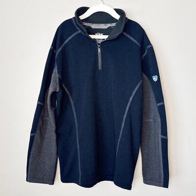 Kuhl Boy's Kashmira 1/4 Zip Blue Gray Fleece Pullover Fleece Sweatshirt M 10/12