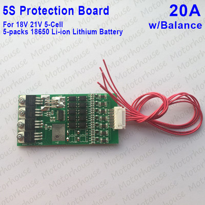 5S 20A PCB BMS Protection Board 18650 Li-ion Lithium Battery Cell 18V w/Balance